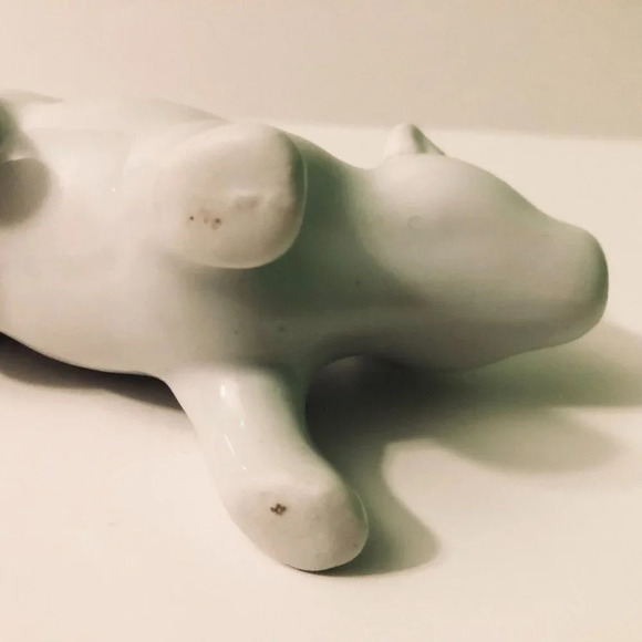 Vintage Porcelain White Cow Creamer 5.5 Inch  Long Farm Animal - Picture 7 of 15